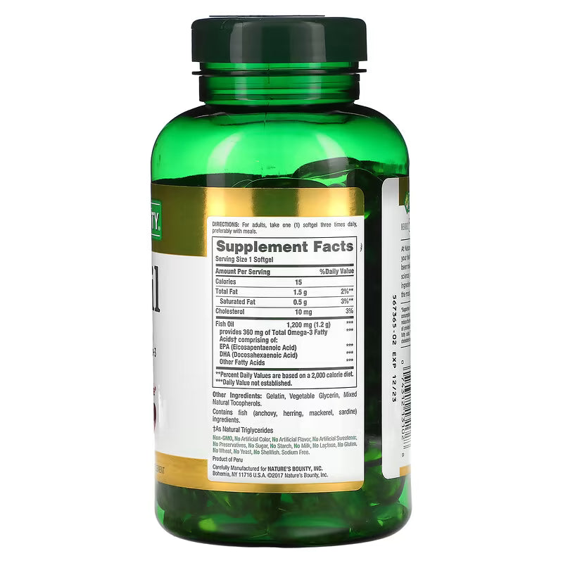 Nature's Bounty, Fish Oil, 1,200 mg, 200 Rapid Release Softgels