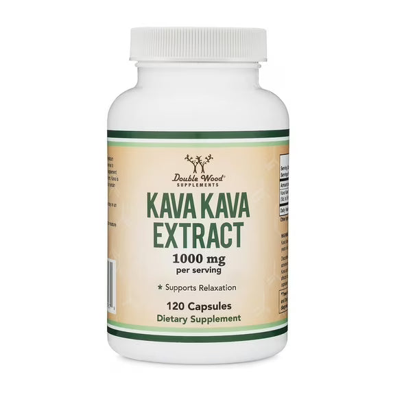 Kava Kava Supplement 1,000mg per Serving, 120 Capsules (High Purity Potent 3-5% Kavalactones Root Extract) for Relaxation and Stress Relief (Made in The USA, Vegan Safe) by Double Wood