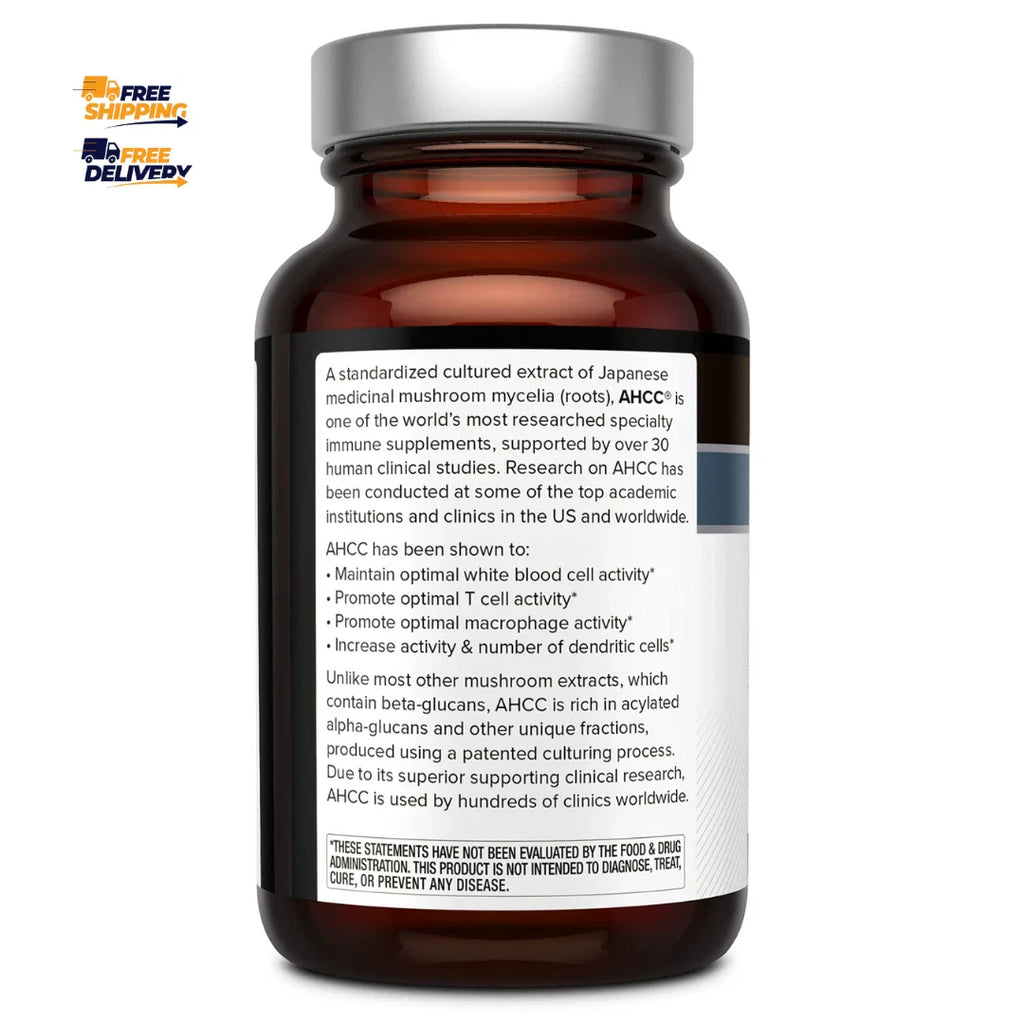 Kinoko Platinum AHCC 750mg - Immune Support Supplement- 60 Caps -Quality of Life