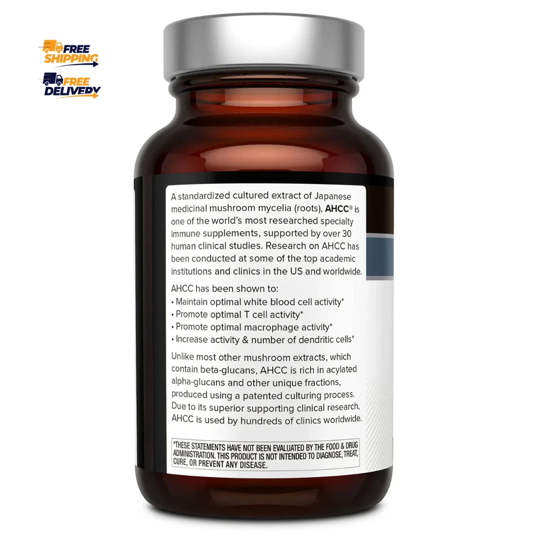 Kinoko Platinum AHCC 750mg - Immune Support Supplement- 60 Caps -Quality of Life